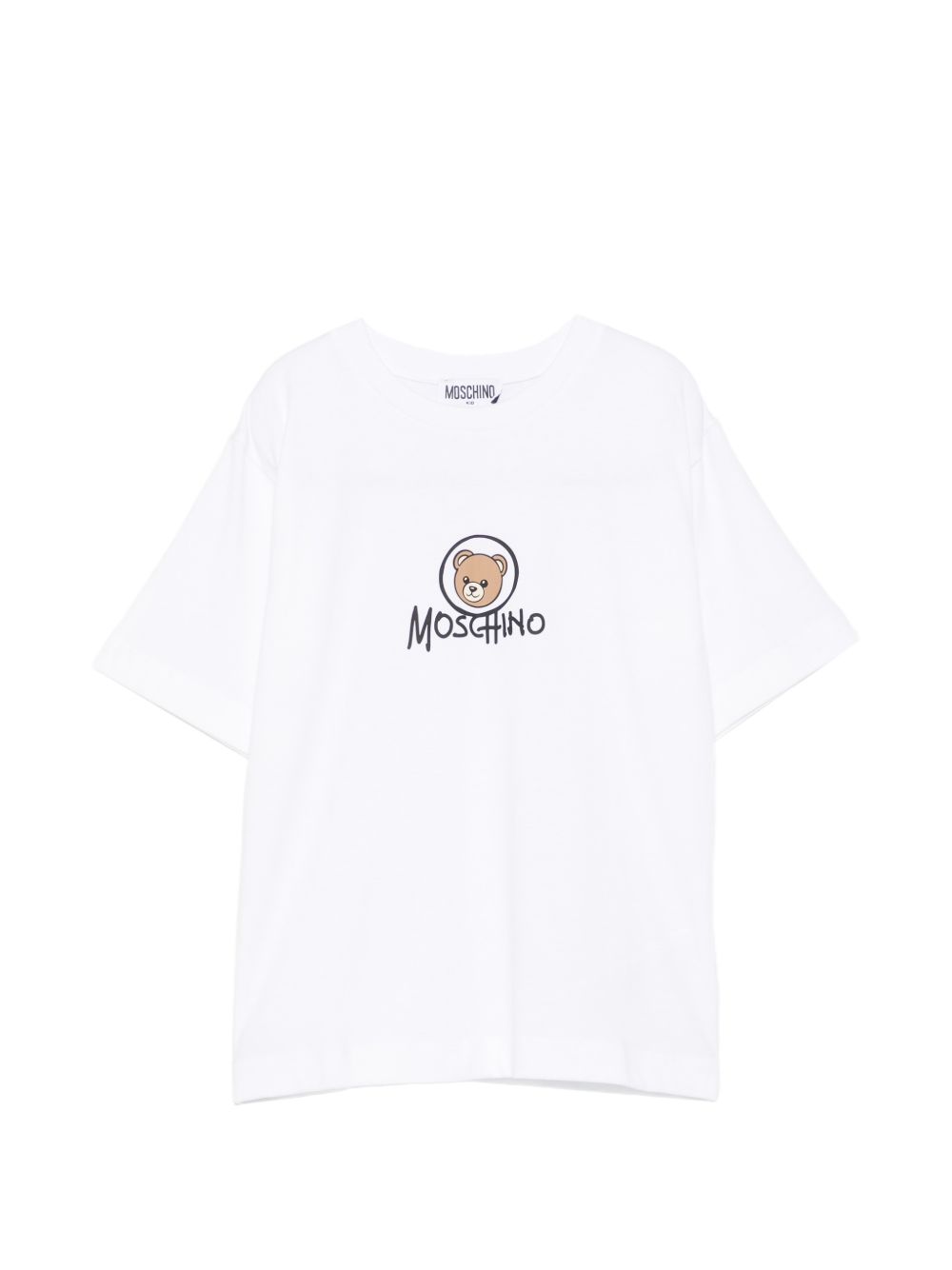 T-shirt per bambini Moschino Kids bianca con stampa Teddy sul davanti HMM05WLAA34 10101 MOSCHINO KIDS