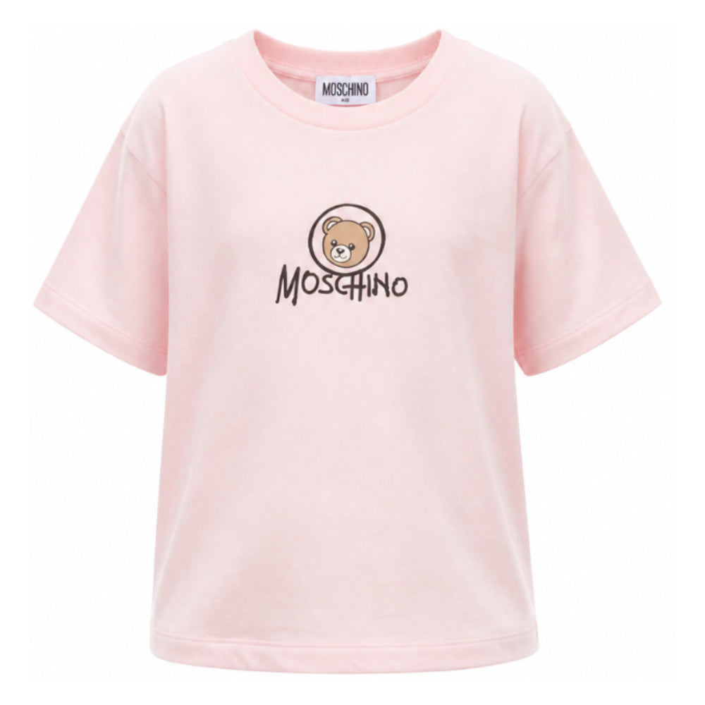 T-shirt per bambini Moschino Kids rosa con stampa orsetto HMM05WLAA34 50209 MOSCHINO KIDS