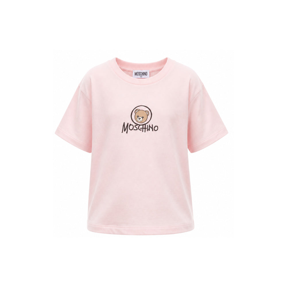 T-shirt per bambini Moschino Kids rosa con stampa orsetto HMM05WLAA34 50209 MOSCHINO KIDS