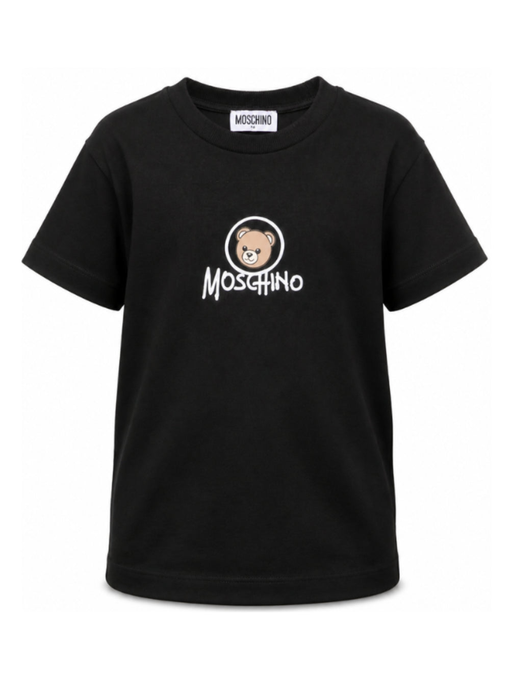 T-shirt per bambini Moschino Kids nera con stampa orsetto sul davanti HMM05WLAA34 60100 MOSCHINO KIDS