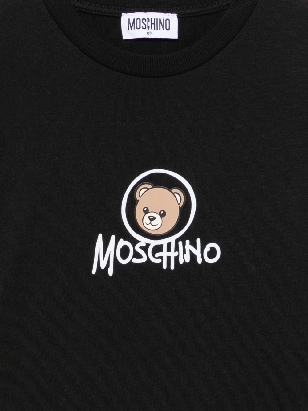 T-shirt per bambini Moschino Kids nera con stampa orsetto sul davanti HMM05WLAA34 60100 MOSCHINO KIDS