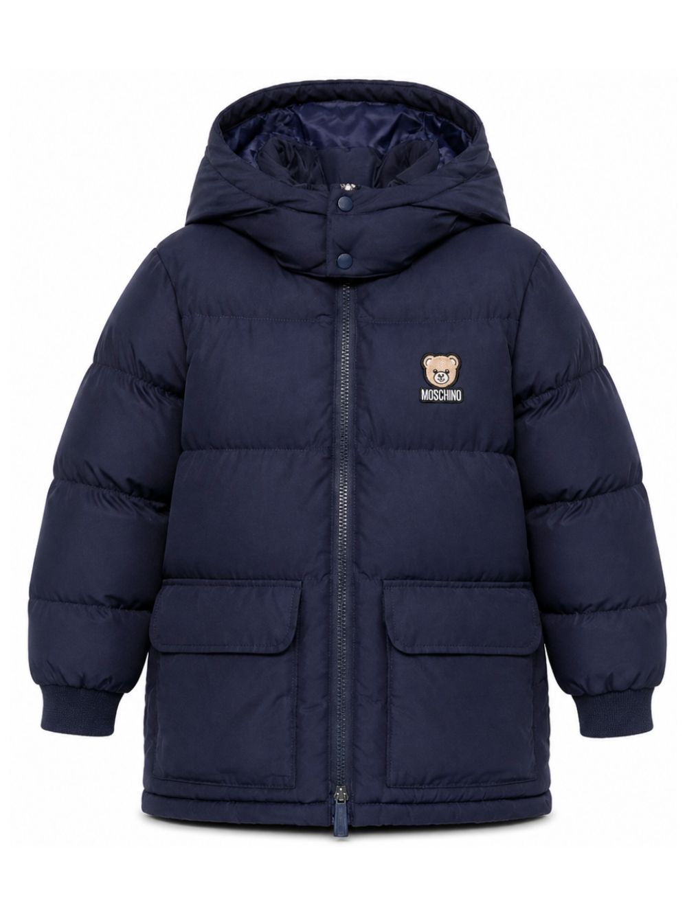 Giubbino per bambino Moschino Kids blu navy con stampa logo sul davanti HMS05HL3AC4 40016 MOSCHINO KIDS