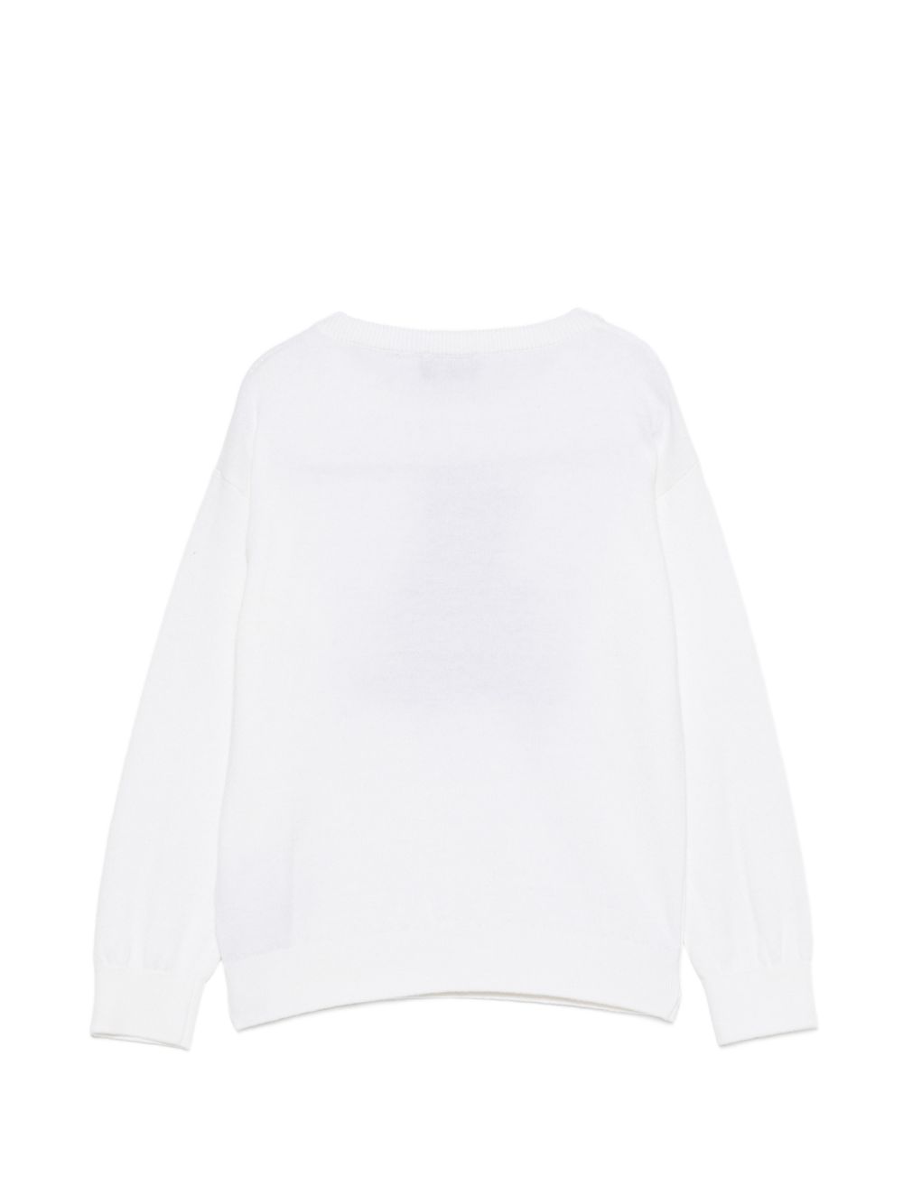 Maglione per bambini Moschino Kids bianca con ricamo orsetto sul davanti HMW01ALHE43 10101 MOSCHINO KIDS