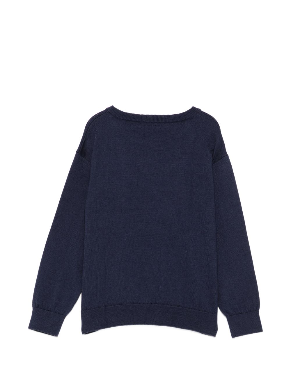 Maglione per bambini Moschino Kids blu navy con ricamo orsetto sul davanti HMW01ALHE43 40016 MOSCHINO KIDS