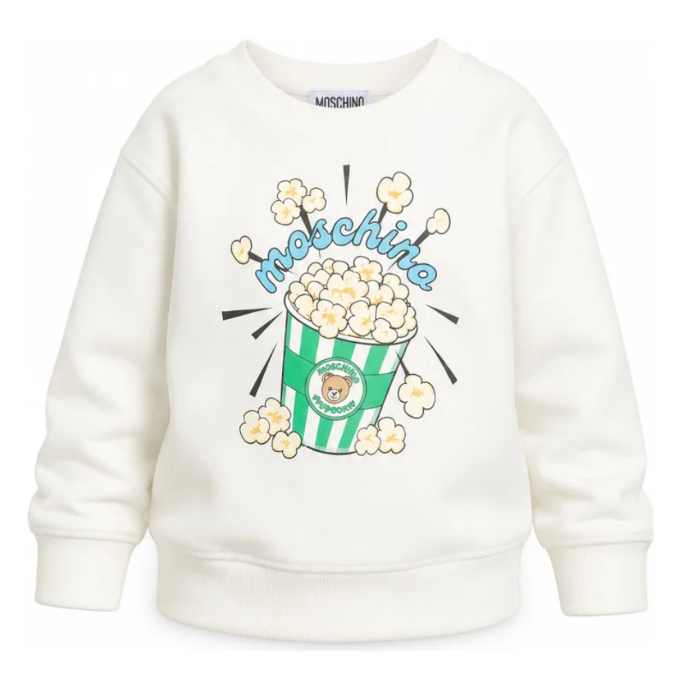 Felpa per bambini Moschino Kids bianca con stampa grafica HNF099LCA94 10063 MOSCHINO KIDS