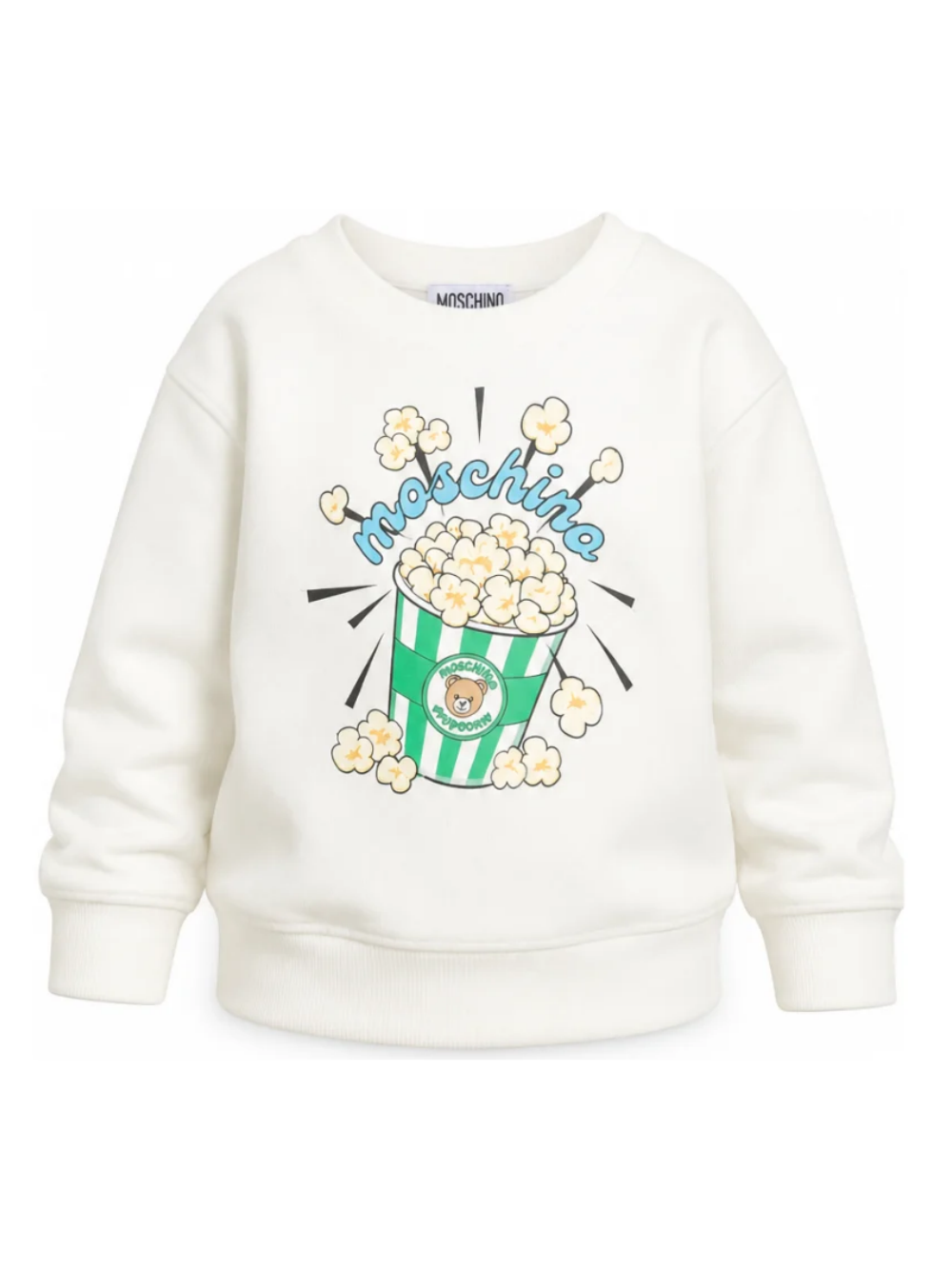 Felpa per bambini Moschino Kids bianca con stampa grafica HNF099LCA94 10063 MOSCHINO KIDS