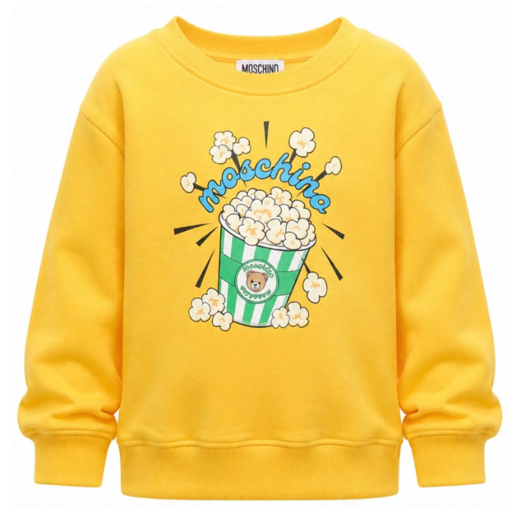 Felpa per bambini Moschino Kids gialla con stampa grafica HNF099LCA94 51140 MOSCHINO KIDS