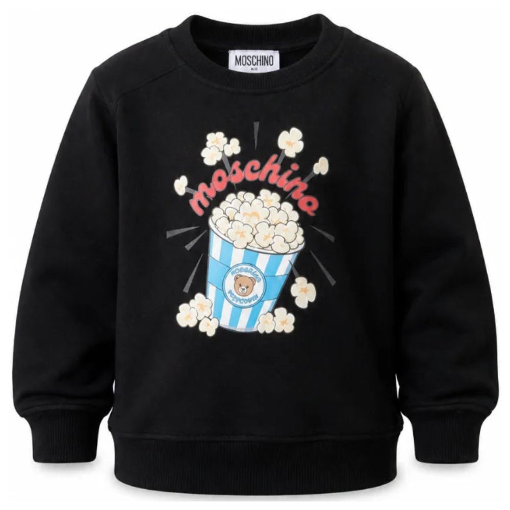 Felpa per bambini Moschino Kids nera con stampa grafica HNF099LCA94 60100 MOSCHINO KIDS