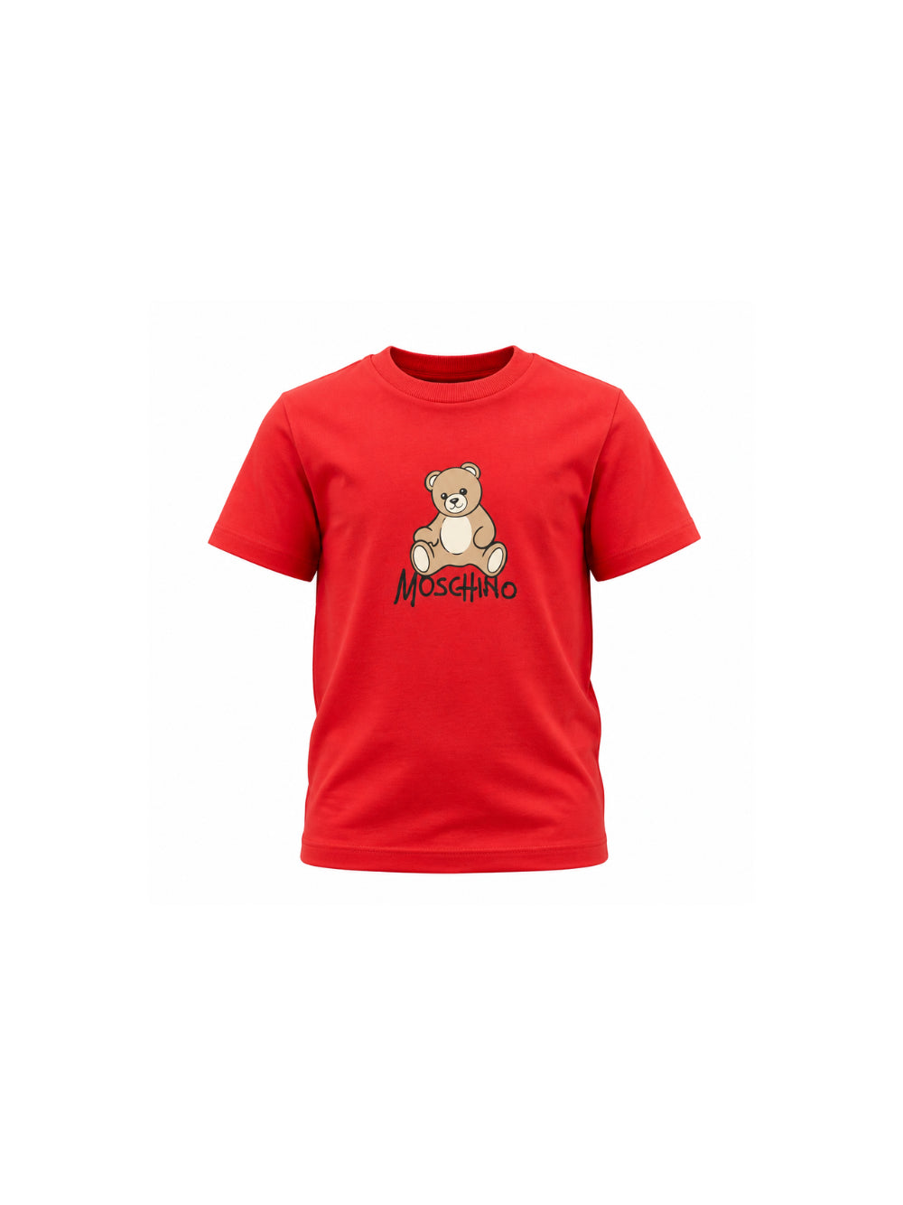 T-shirt per bambini Moschino Kids rossa con dettaglio Teddy bear HNM05VLAA10 50109 MOSCHINO KIDS