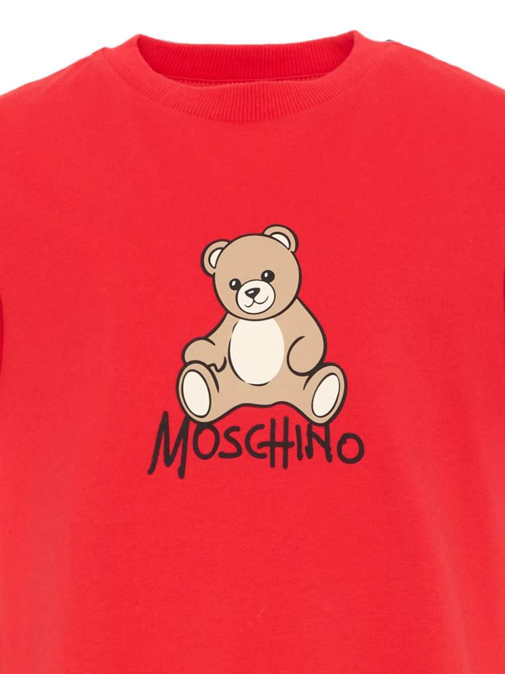 T-shirt per bambini Moschino Kids rossa con dettaglio Teddy bear HNM05VLAA10 50109 MOSCHINO KIDS