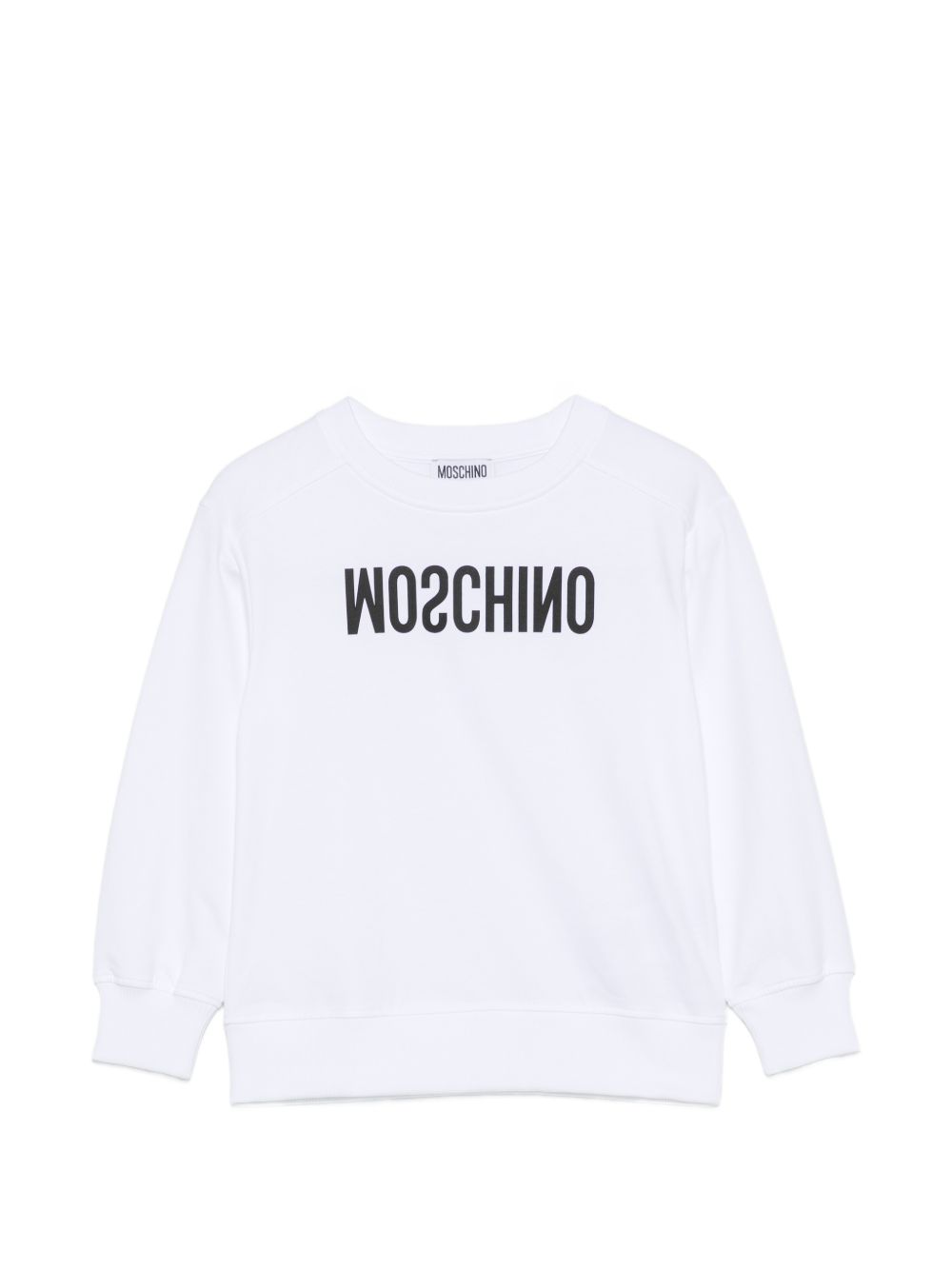 Felpa per bambini Moschino Kids bianca con logo sul davanti HOF099LCA61 10101 MOSCHINO KIDS