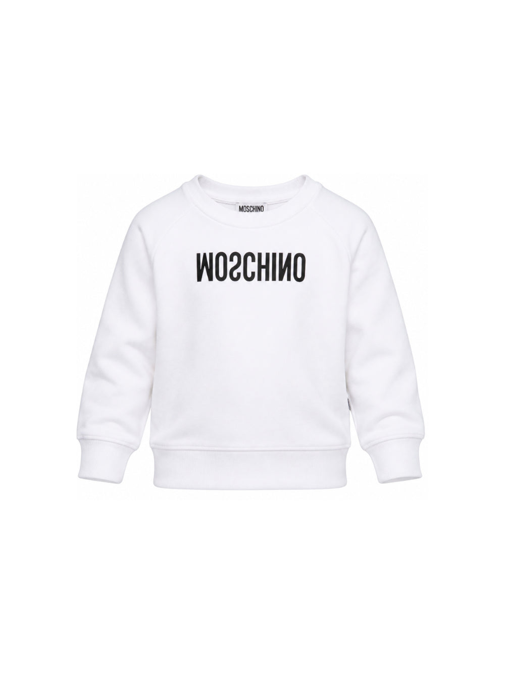 Felpa per bambini Moschino Kids bianca con logo sul davanti HOF099LCA61 10101 MOSCHINO KIDS