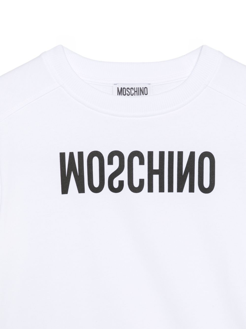 Felpa per bambini Moschino Kids bianca con logo sul davanti HOF099LCA61 10101 MOSCHINO KIDS