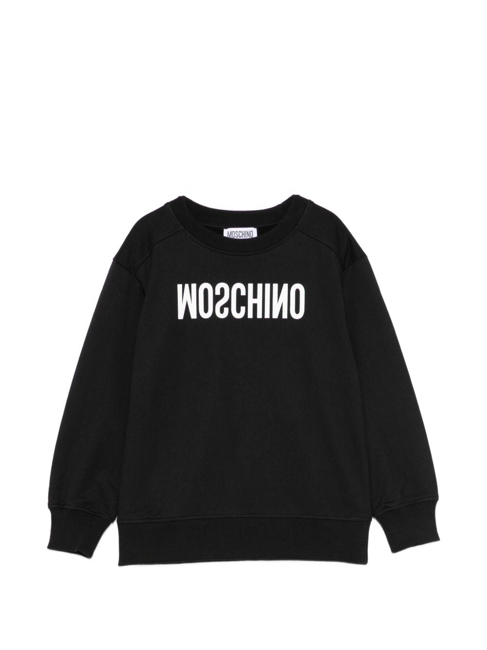 Felpa per bambini Moschino Kids nera con logo sul davanti HOF099LCA61 60100 MOSCHINO KIDS