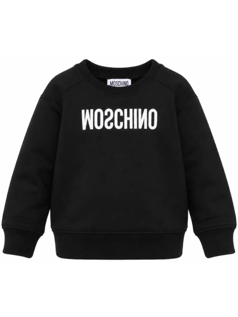 Felpa per bambini Moschino Kids nera con logo sul davanti HOF099LCA61 60100 MOSCHINO KIDS