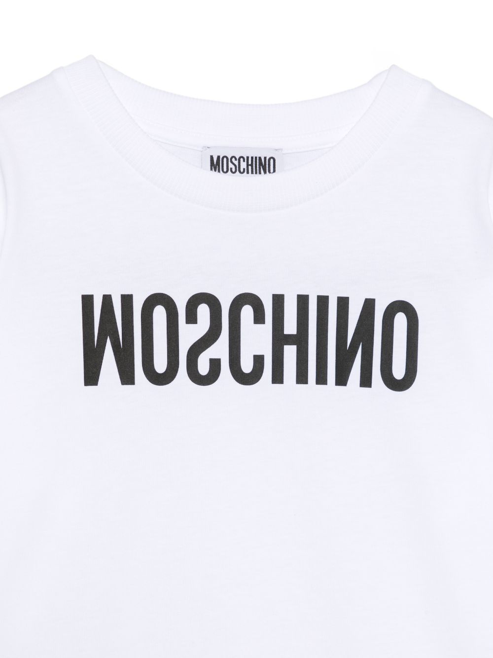 T-shirt per bambini Moschino Kids bianca con logo sul davanti HTM05WLAA10 10101 MOSCHINO KIDS