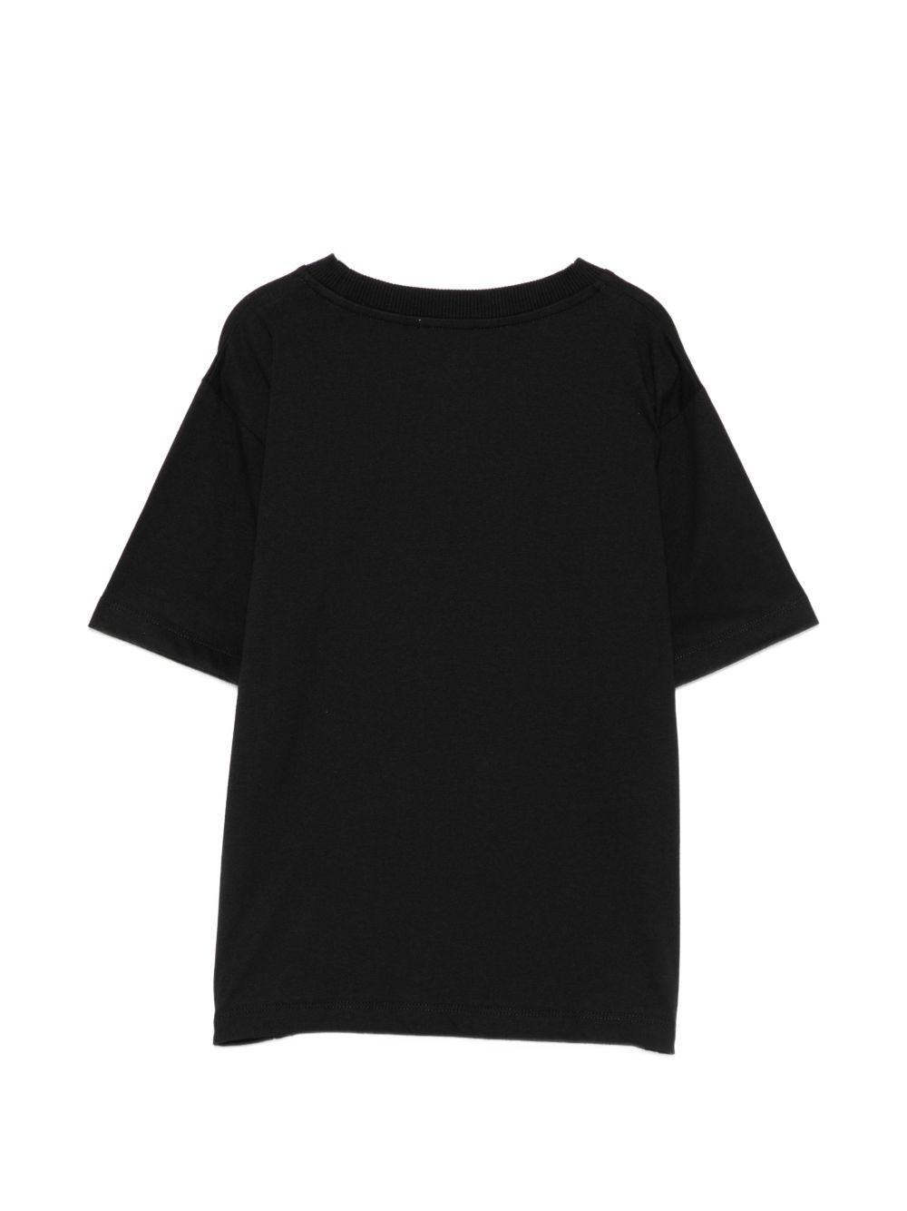 T-shirt per bambini Moschino Kids nera con logo sul davanti HTM05WLAA10 60100 MOSCHINO KIDS