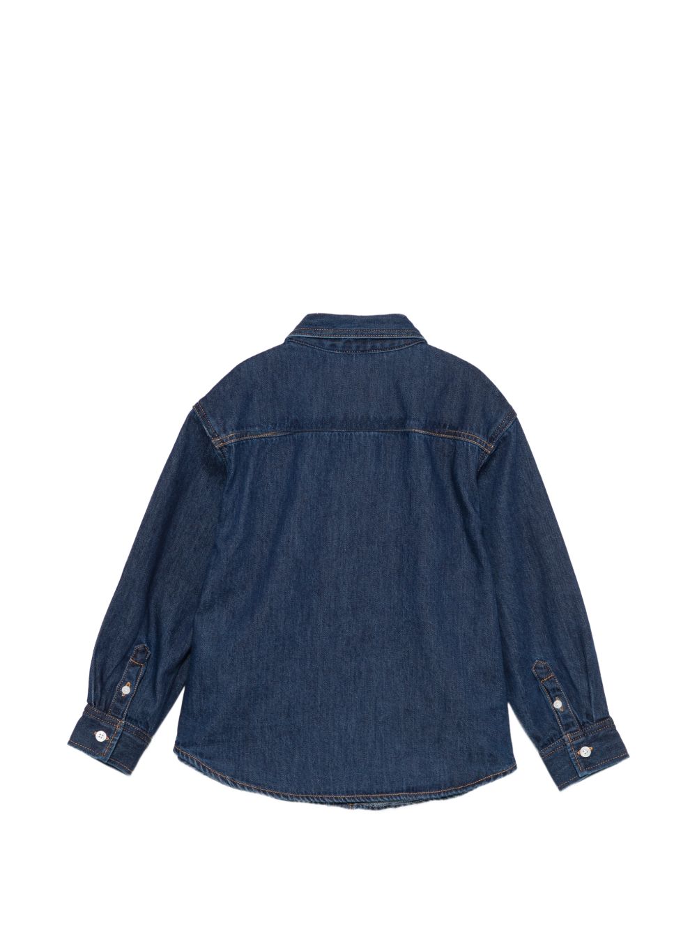 Camicia per bambino Moschino Kids blu con logo ricamato sul davanti HUC021L0E44 41150 MOSCHINO KIDS