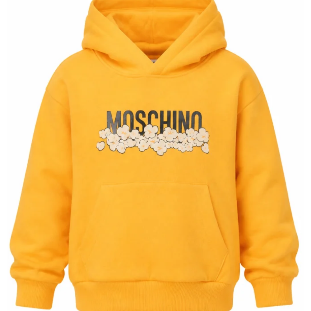 Felpa per bambini Moschino Kids gialla con stampa grafica HUF09ZLCA83 51140 MOSCHINO KIDS