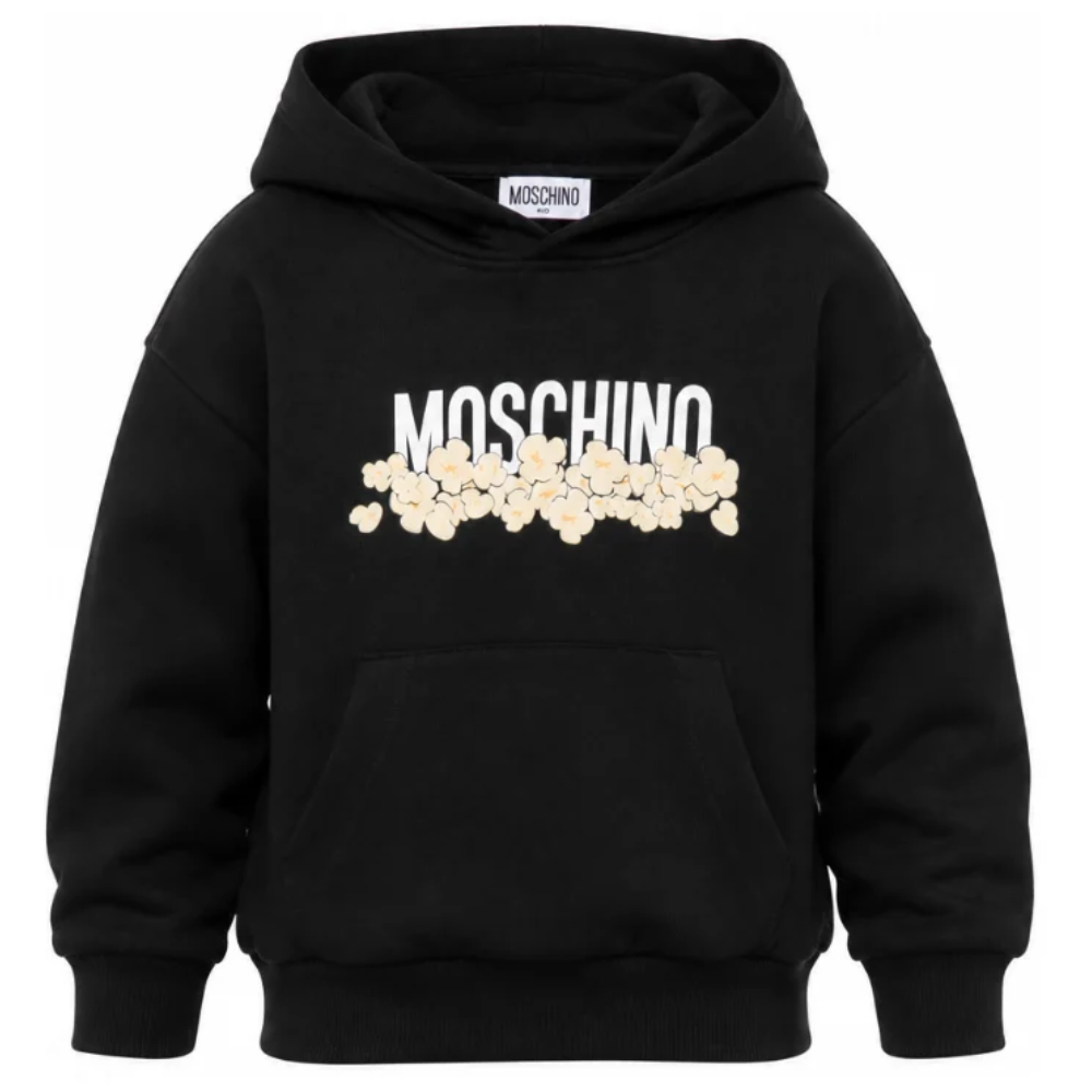 Felpa per bambini Moschino Kids nera con stampa grafica HUF09ZLCA83 60100 MOSCHINO KIDS