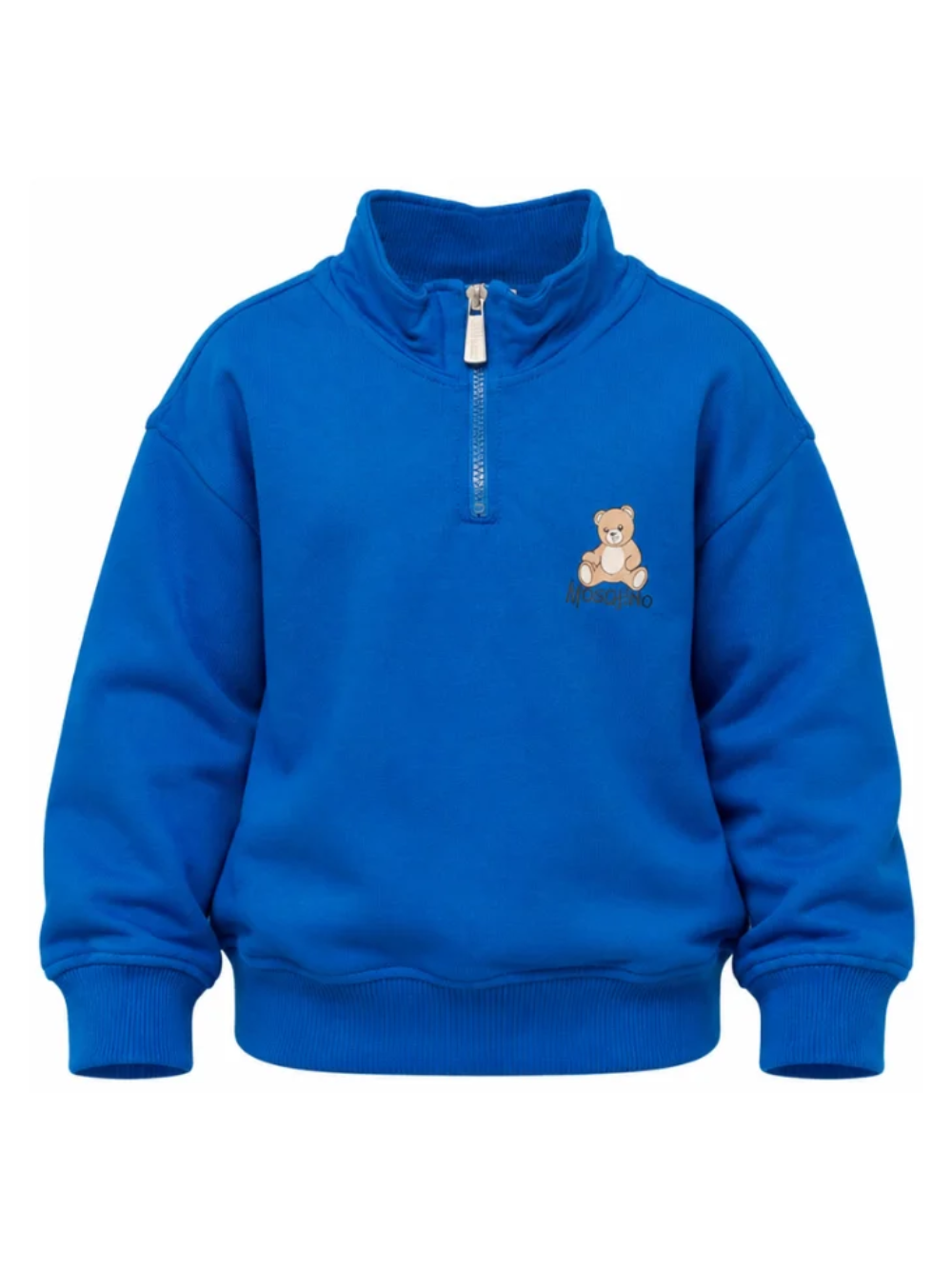 Felpa per bambino Moschino Kids blu con mezza zip HUF0A0LCA94 40157 MOSCHINO KIDS