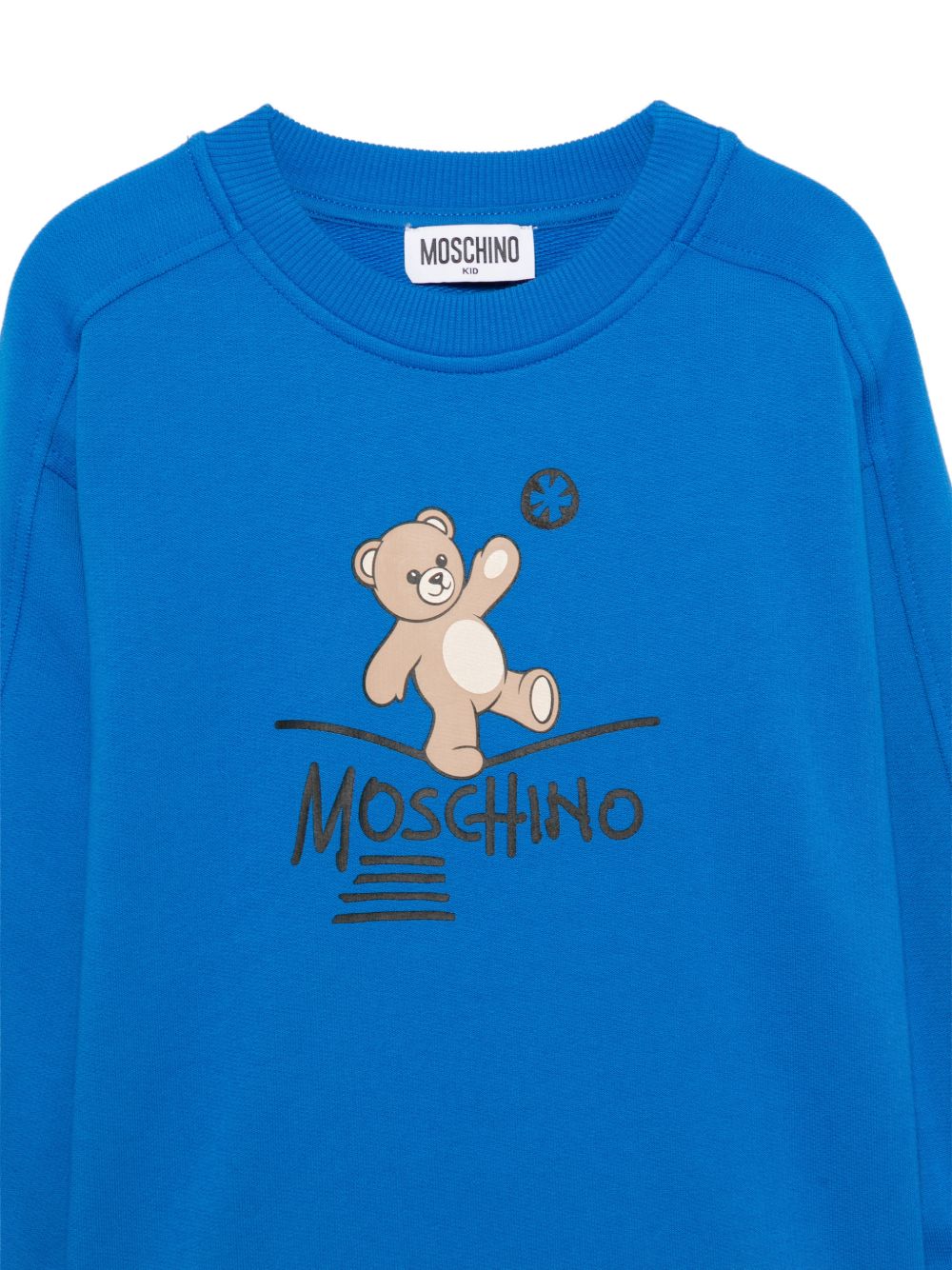 Felpa per bambini Moschino Kids blu con stampa logo HUF0A3LCA83 40157 MOSCHINO KIDS