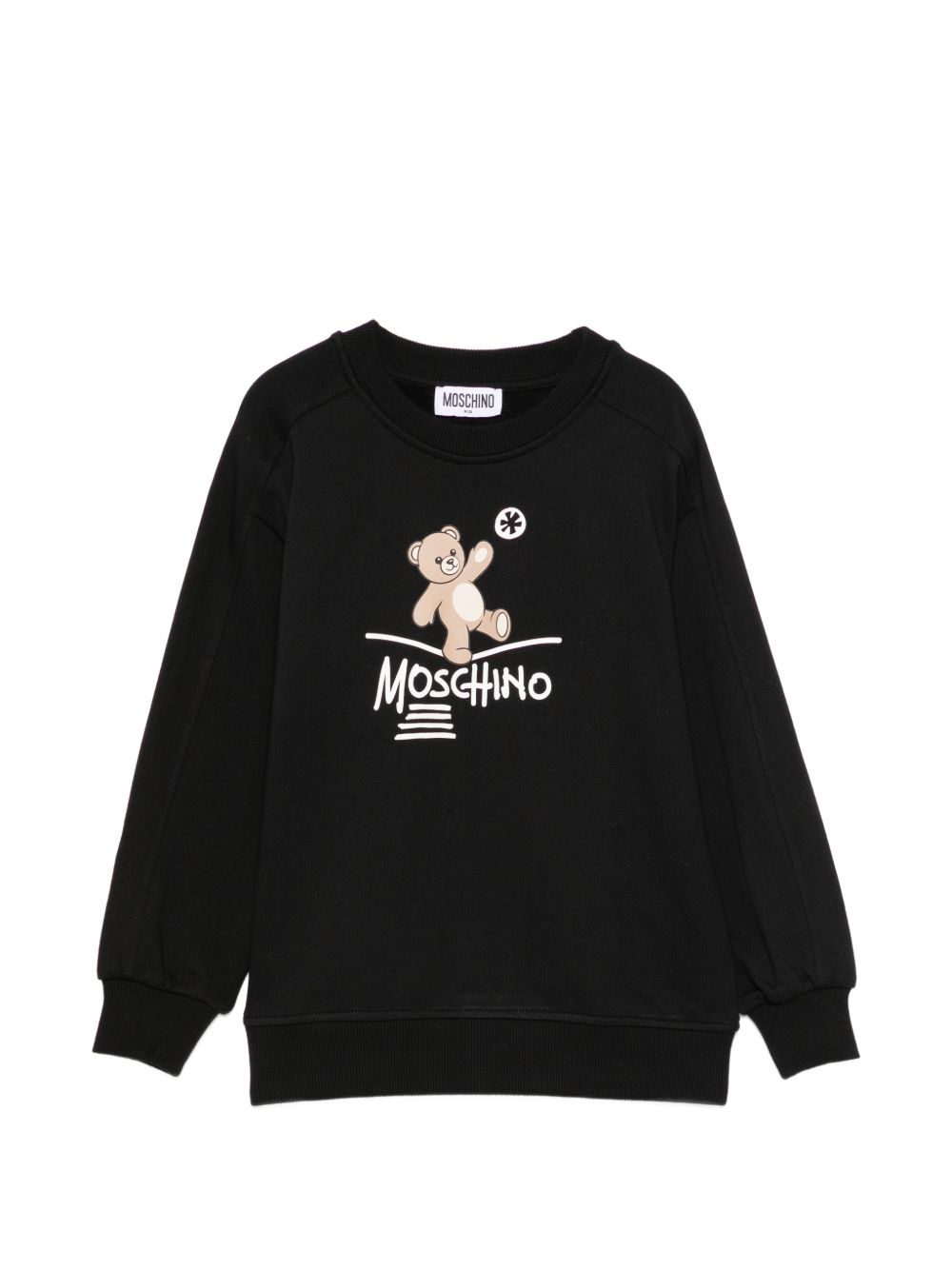 Felpa per bambini Moschino Kids nera con stampa logo HUF0A3LCA83 60100 MOSCHINO KIDS