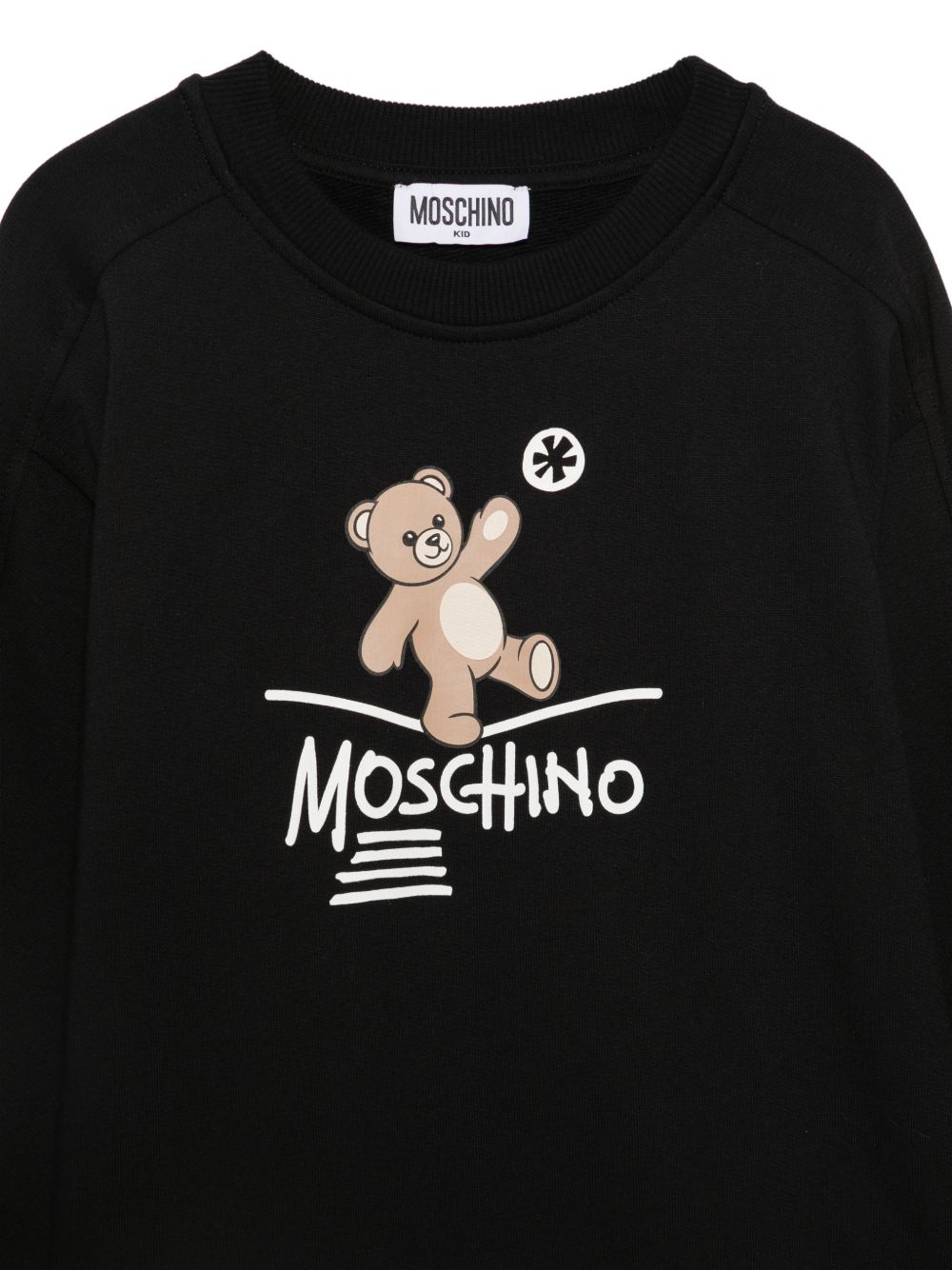 Felpa per bambini Moschino Kids nera con stampa logo HUF0A3LCA83 60100 MOSCHINO KIDS