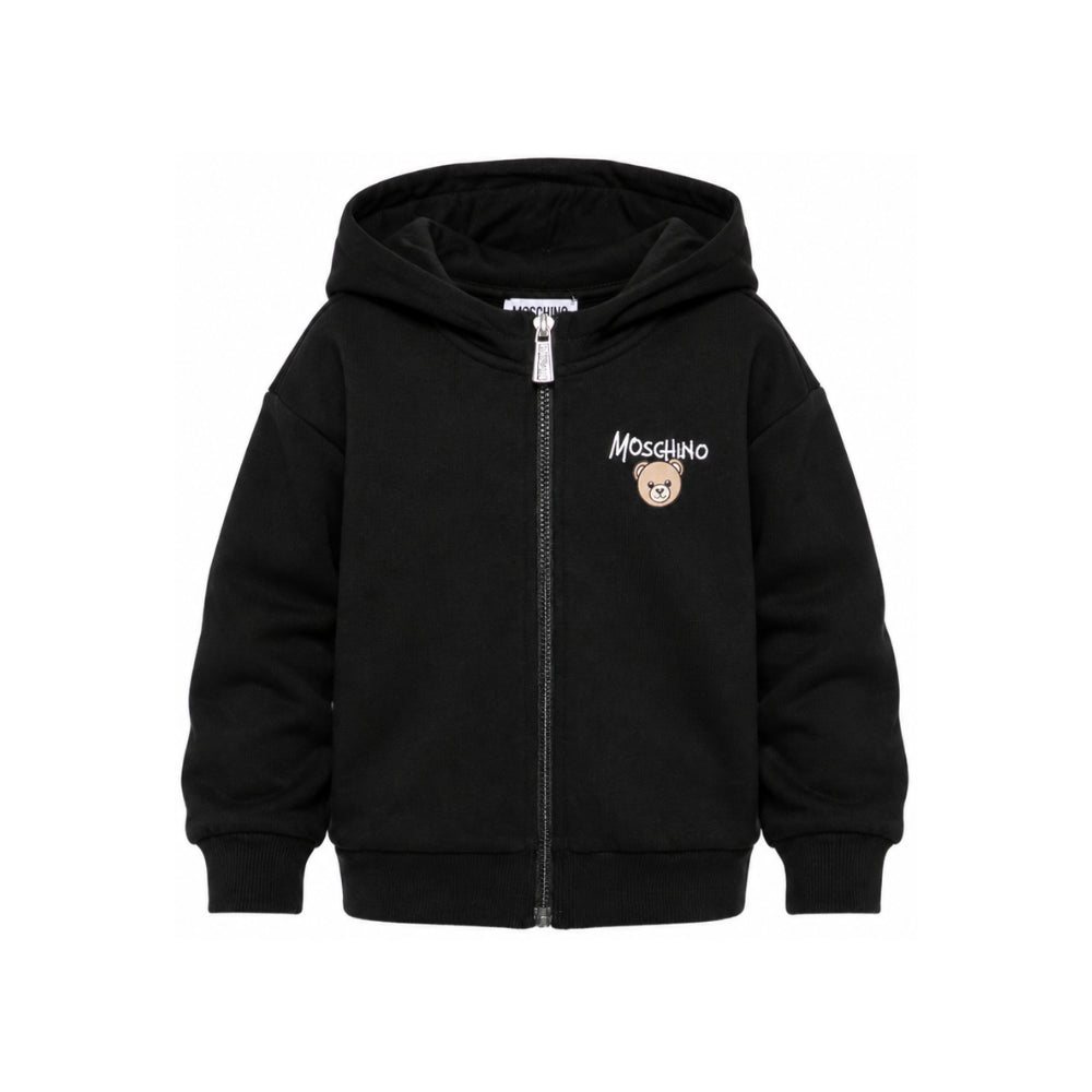 Felpa per bambino Moschino Kids nera con stampa Teddy sul davanti HUF0A4LCA83 60100 MOSCHINO KIDS