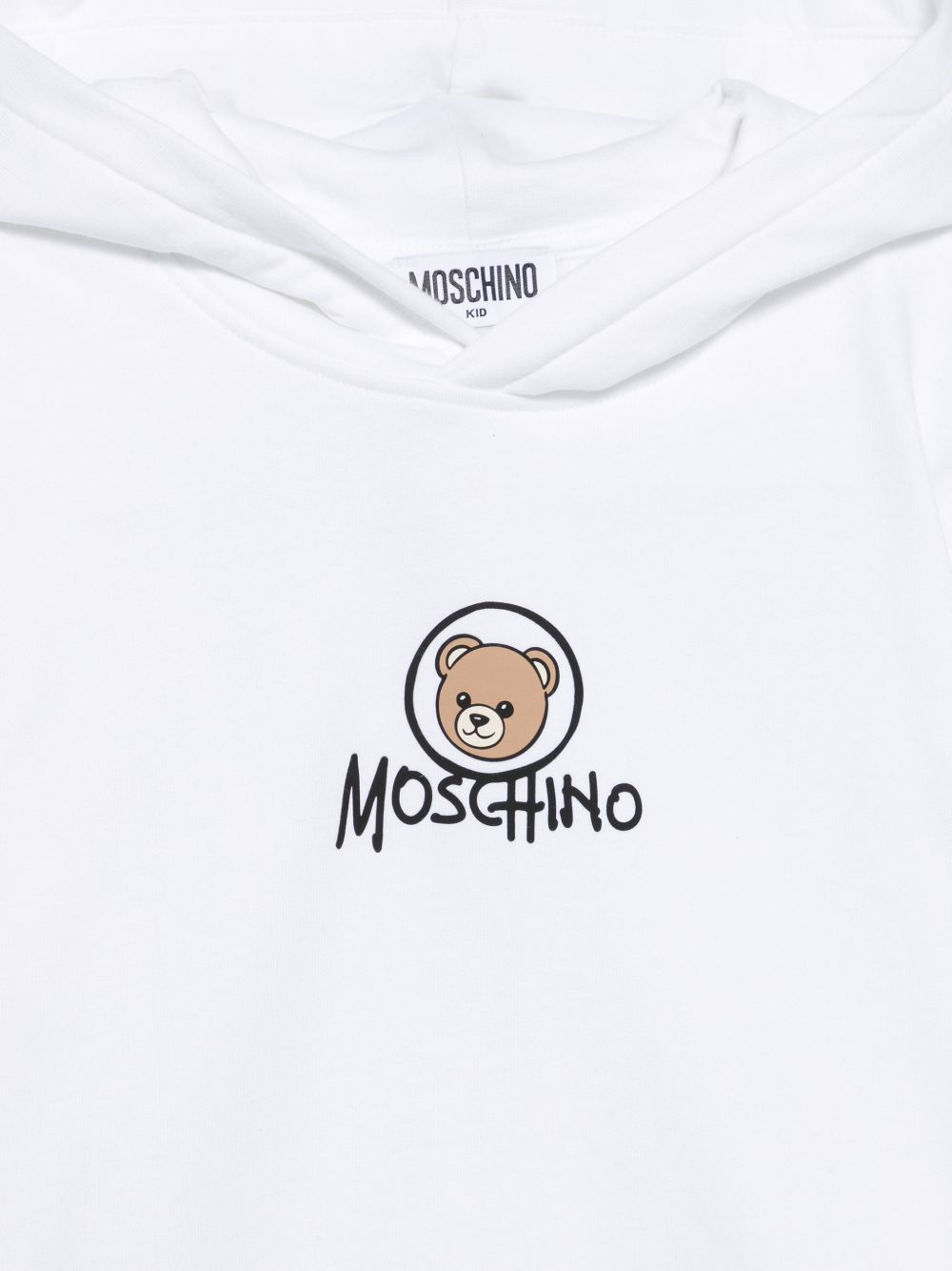 Felpa per bambini Moschino Kids bianca con stampa Teddy sul davanti HUF0A7LCA83 10101 MOSCHINO KIDS