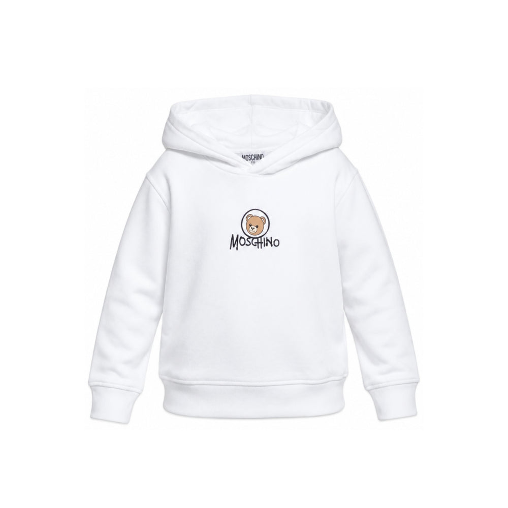 Felpa per bambini Moschino Kids bianca con stampa Teddy sul davanti HUF0A7LCA83 10101 MOSCHINO KIDS