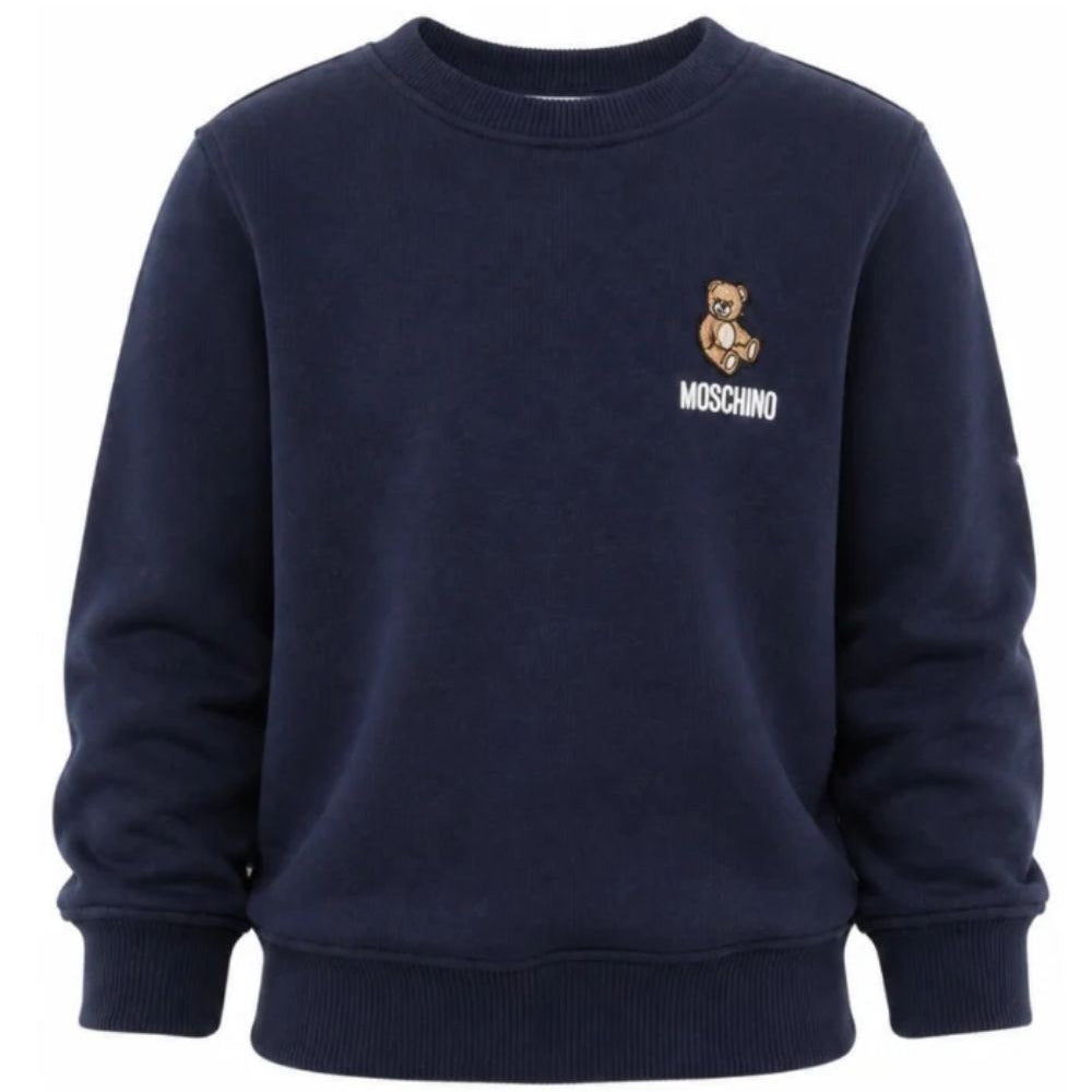 Felpa per bambini Moschino Kids blu con ricamo Teddy bear HUF0A9LCA40 40016 MOSCHINO KIDS