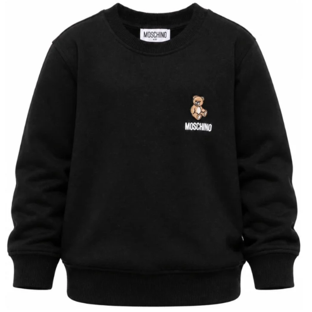 Felpa per bambini Moschino Kids nera con ricamo Teddy bear HUF0A9LCA40 60100 MOSCHINO KIDS