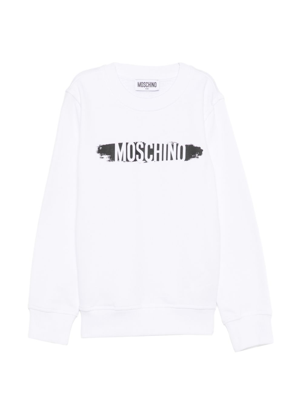 Felpa per bambini Moschino Kids bianca con stampa logo HUF0AALCA40 10101 MOSCHINO KIDS