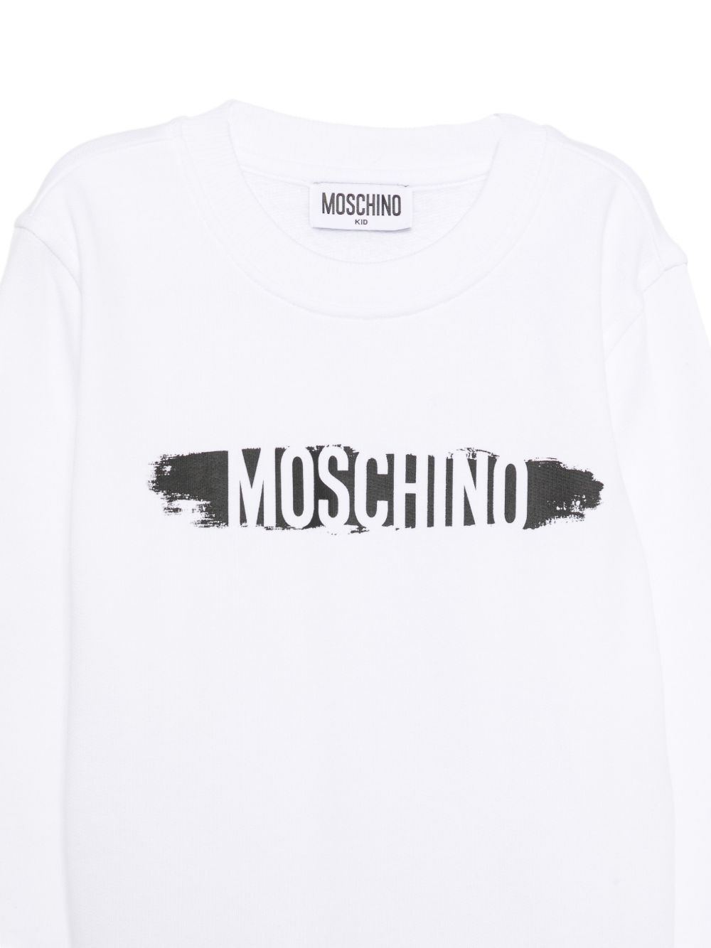 Felpa per bambini Moschino Kids bianca con stampa logo HUF0AALCA40 10101 MOSCHINO KIDS