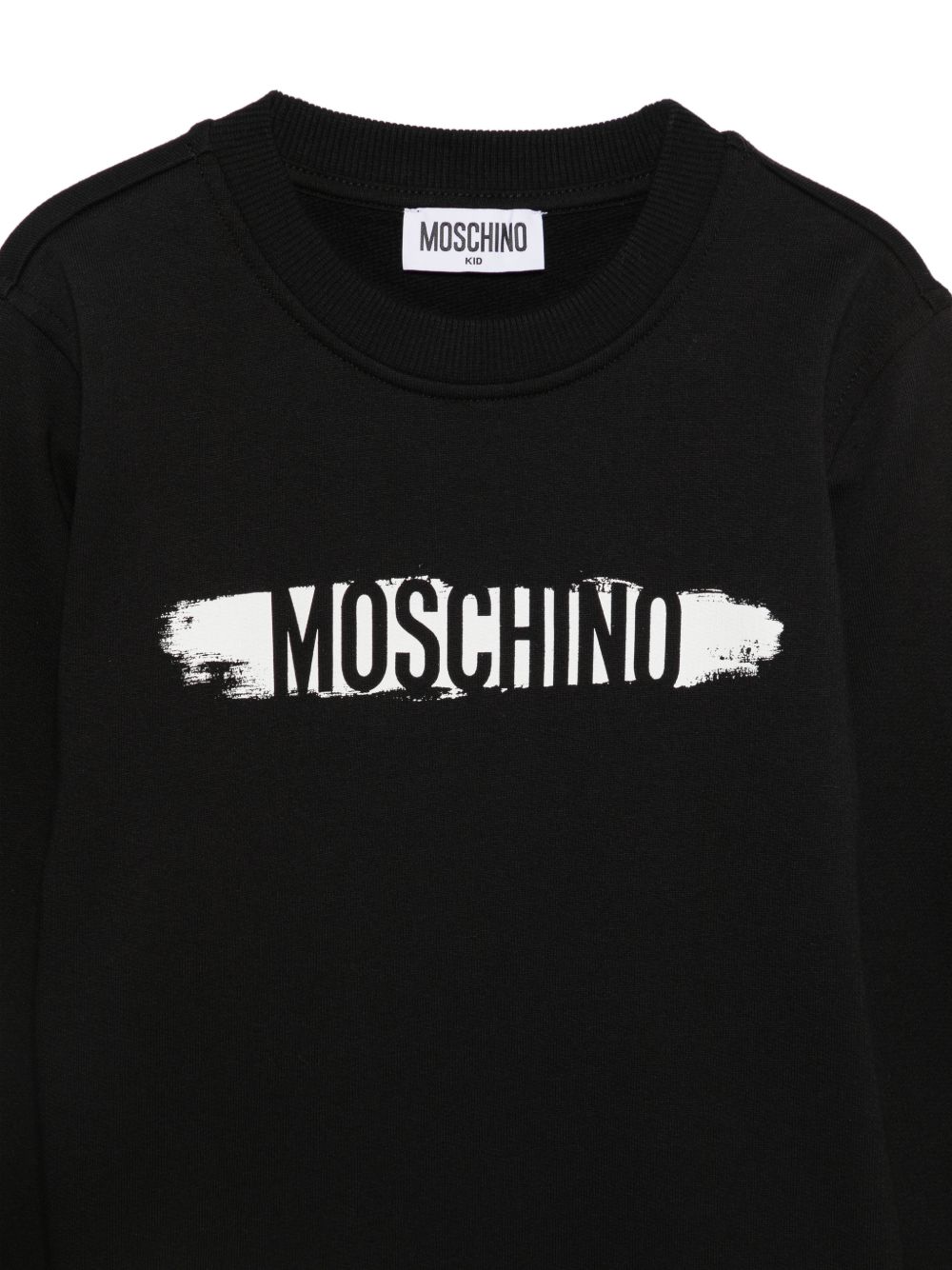 Felpa per bambini Moschino Kids nera con stampa logo HUF0AALCA40 60100 MOSCHINO KIDS