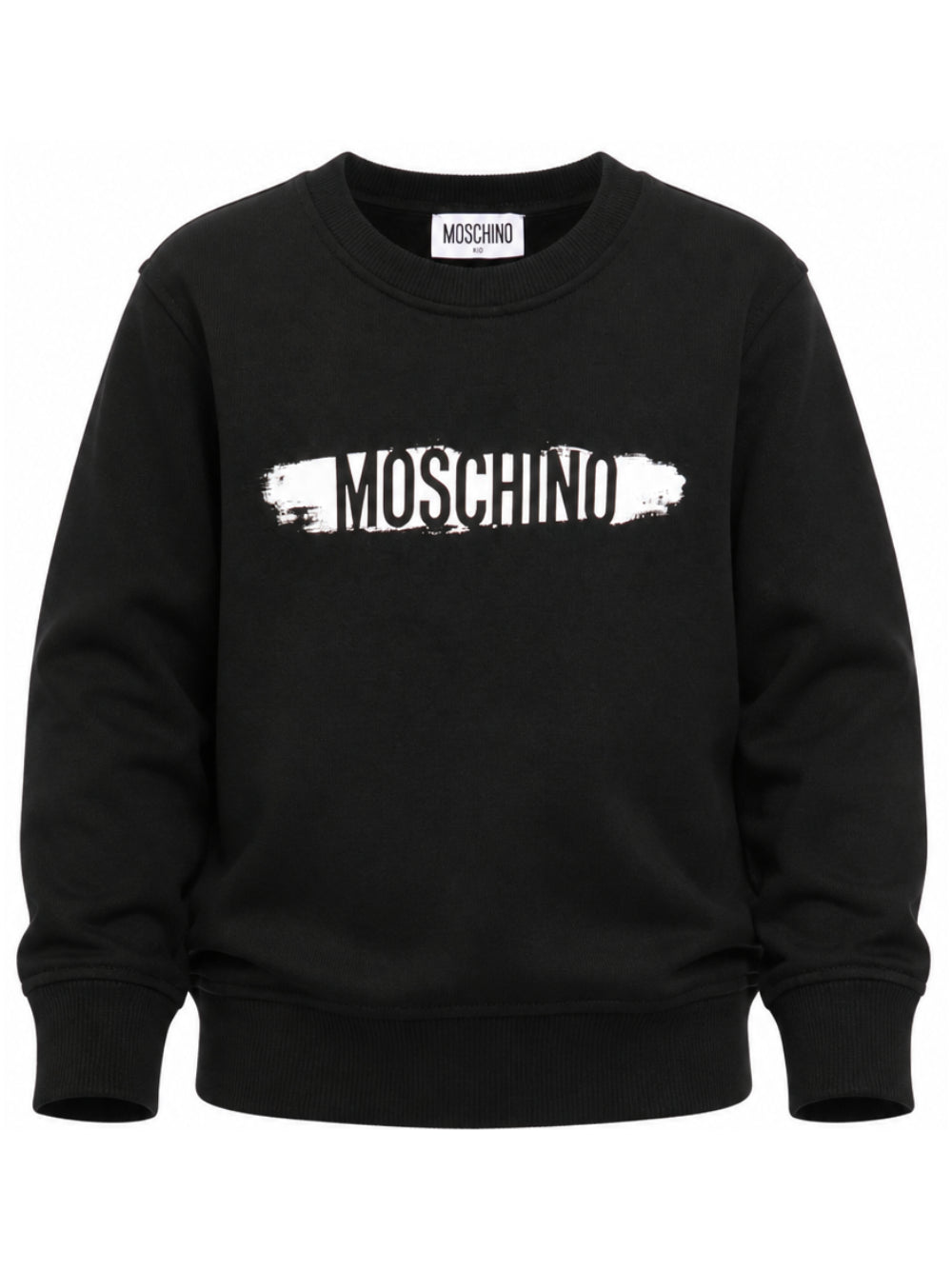 Felpa per bambini Moschino Kids nera con stampa logo HUF0AALCA40 60100 MOSCHINO KIDS