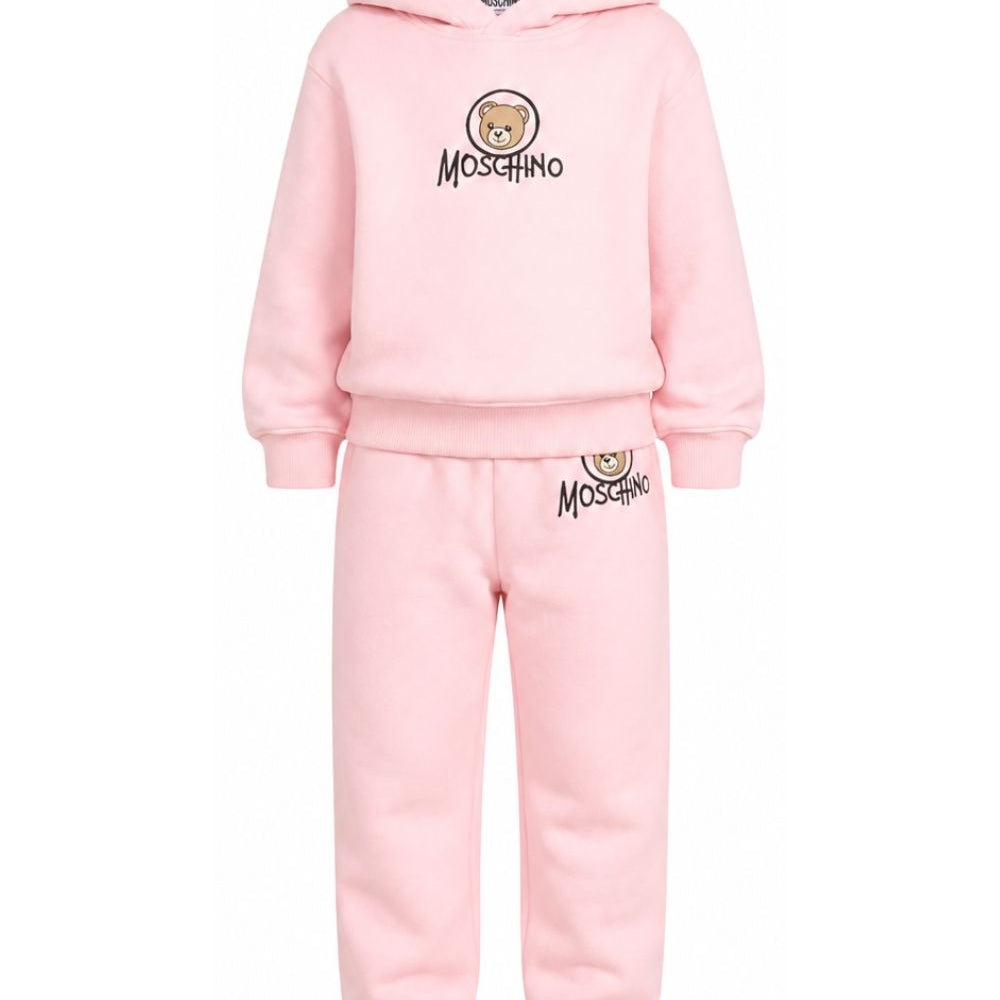 Tuta per bambina Moschino Kids rosa con dettaglio teddy bear HUK04RLCA83 50209 MOSCHINO KIDS