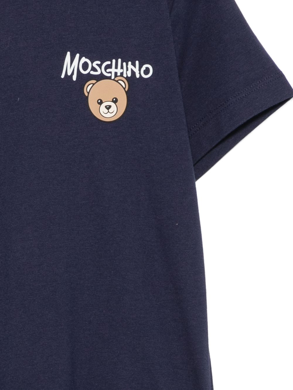 T-shirt per bambino Moschino Kids blu con stampa logo sul davanti HUM05VLAA34 40016 MOSCHINO KIDS
