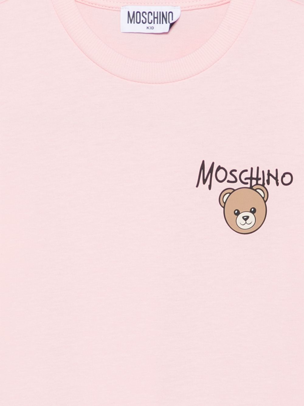 T-shirt per bambino Moschino Kids rosa con stampa logo sul davanti HUM05VLAA34 50209 MOSCHINO KIDS