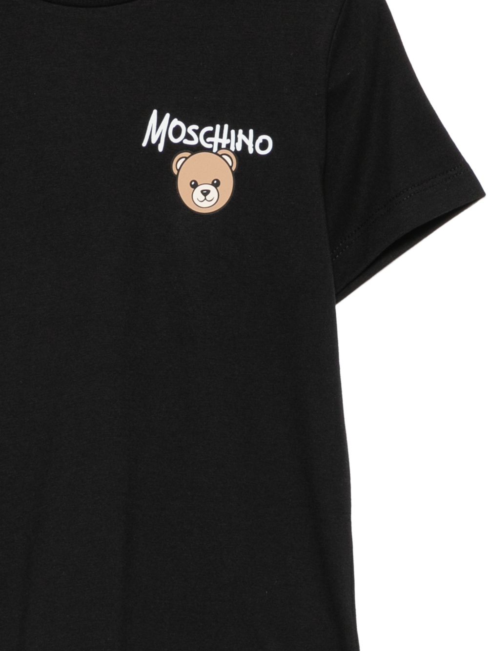 T-shirt per bambino Moschino Kids nera con stampa logo sul davanti HUM05VLAA34 60100 MOSCHINO KIDS