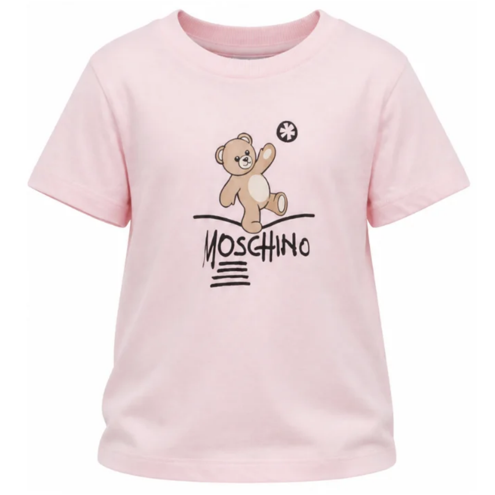 T-shirt per bambina Moschino Kids rosa con motivo Teddy Bear HUM05XLAA20 50209 MOSCHINO KIDS