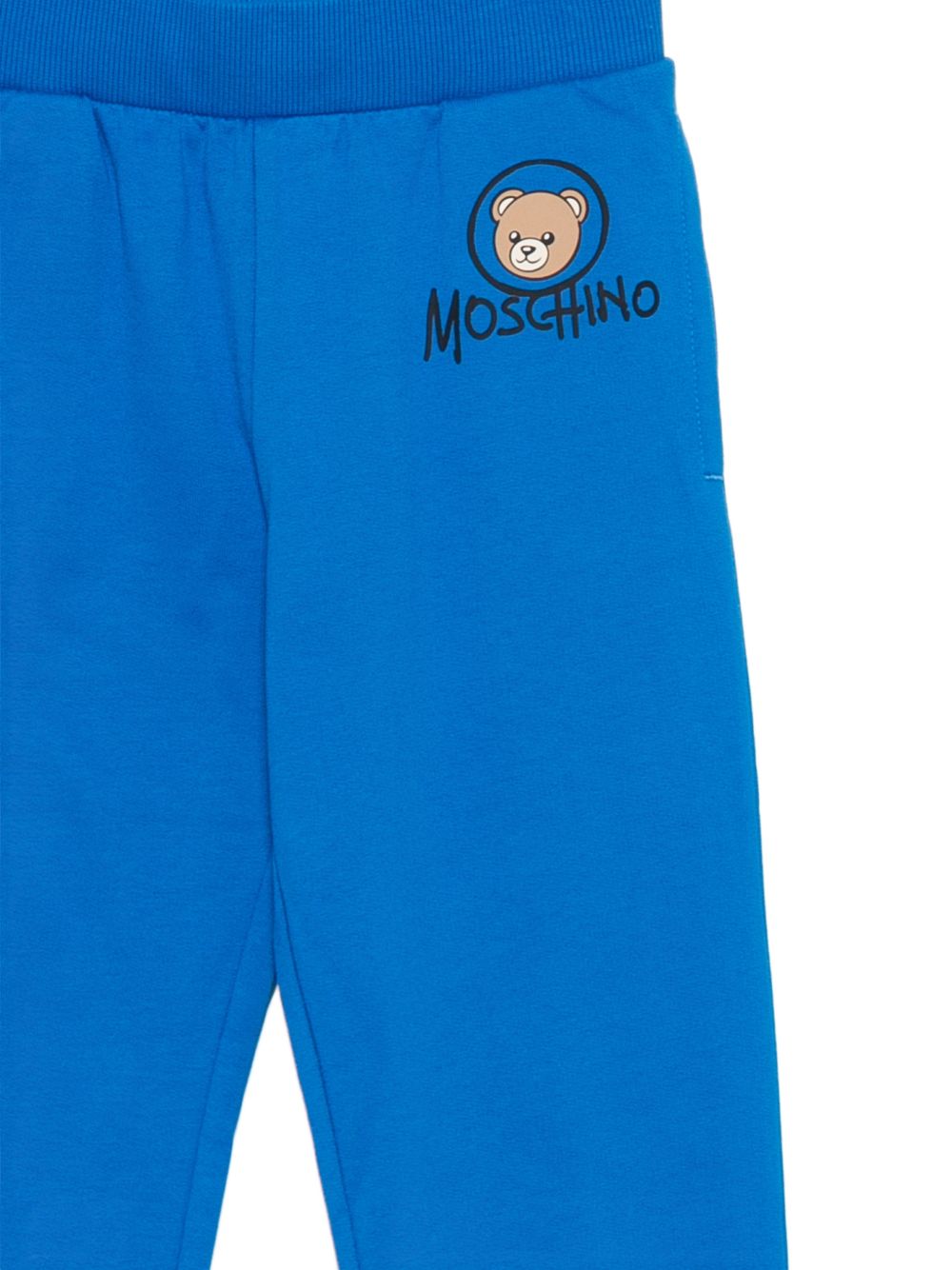 Pantatuta per bambino Moschino Kids blu con stampa logo sul davanti HUP09DLCA83 40157 MOSCHINO KIDS