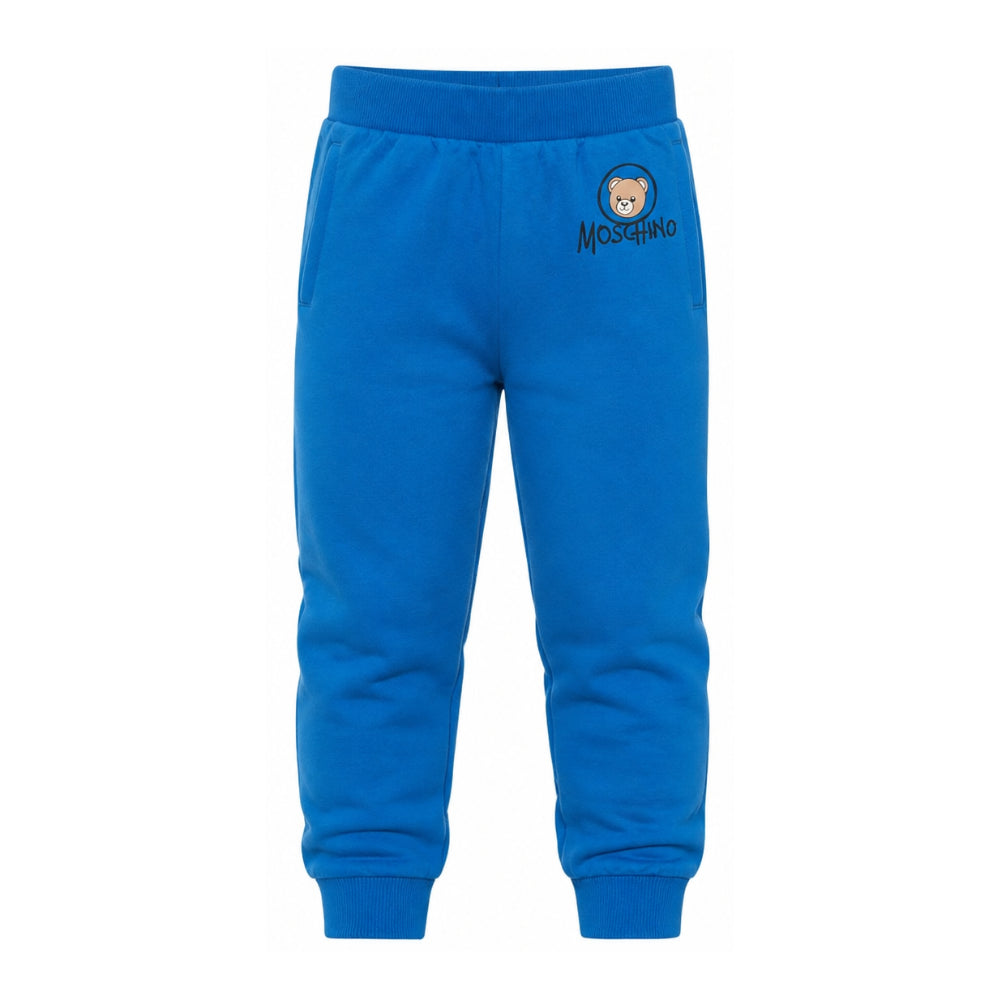 Pantatuta per bambino Moschino Kids blu con stampa logo sul davanti HUP09DLCA83 40157 MOSCHINO KIDS