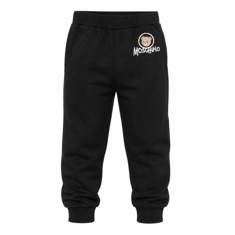 Pantatuta per bambino Moschino Kids nero con patch orsetto applicata HUP09DLCA83 60100 MOSCHINO KIDS