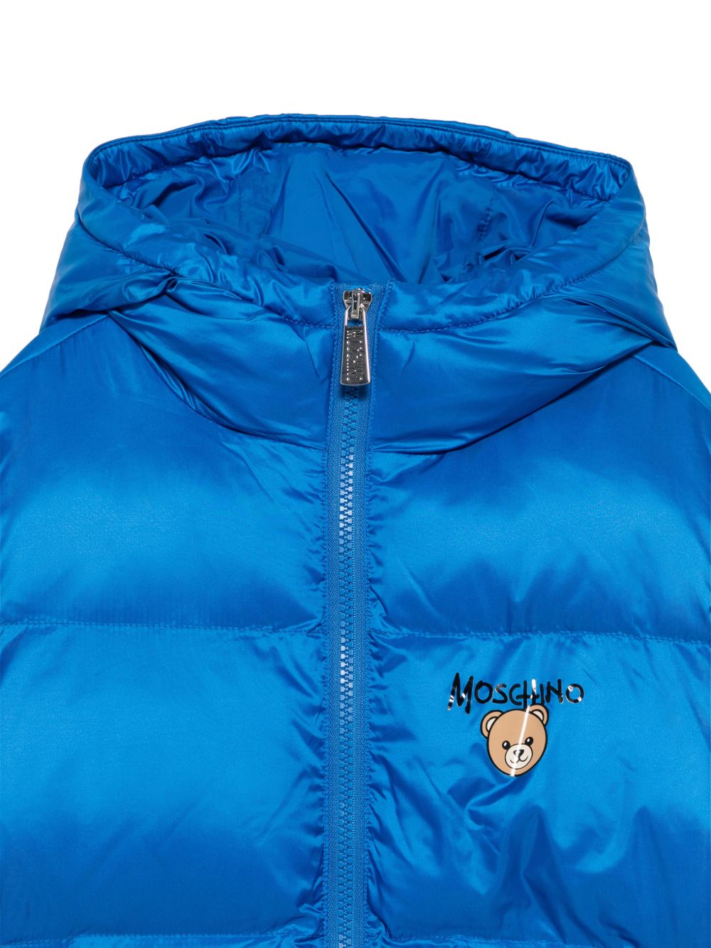 Giubbino per bambino Moschino Kids blu con stampa logo sul davanti HUS05PL3AC3 40157 MOSCHINO KIDS