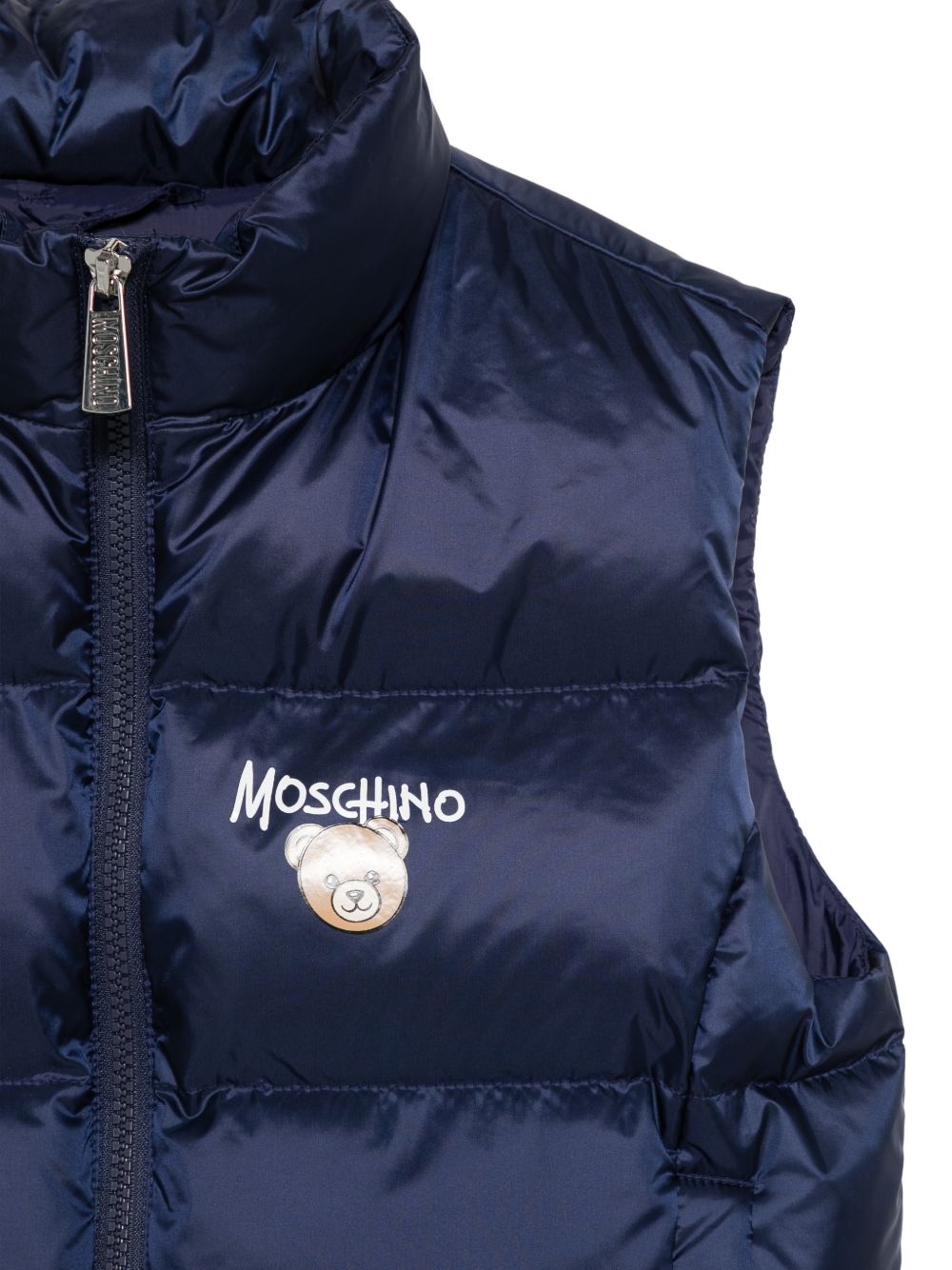 Smanicato imbottito per bambino Moschino Kids blu navy con stampa logo sul davanti HUS05QL3AC3 40016 MOSCHINO KIDS