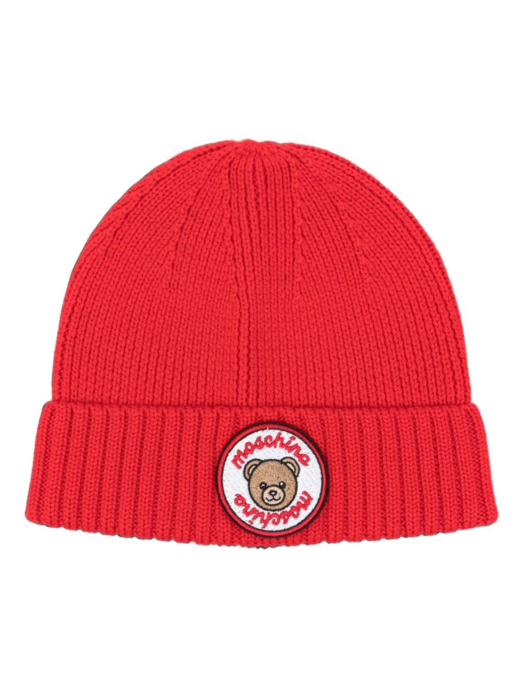 Berretto per bambini Moschino Kids rosso con ricamo Teddy Bear HUX02RLHE87 50109 MOSCHINO KIDS