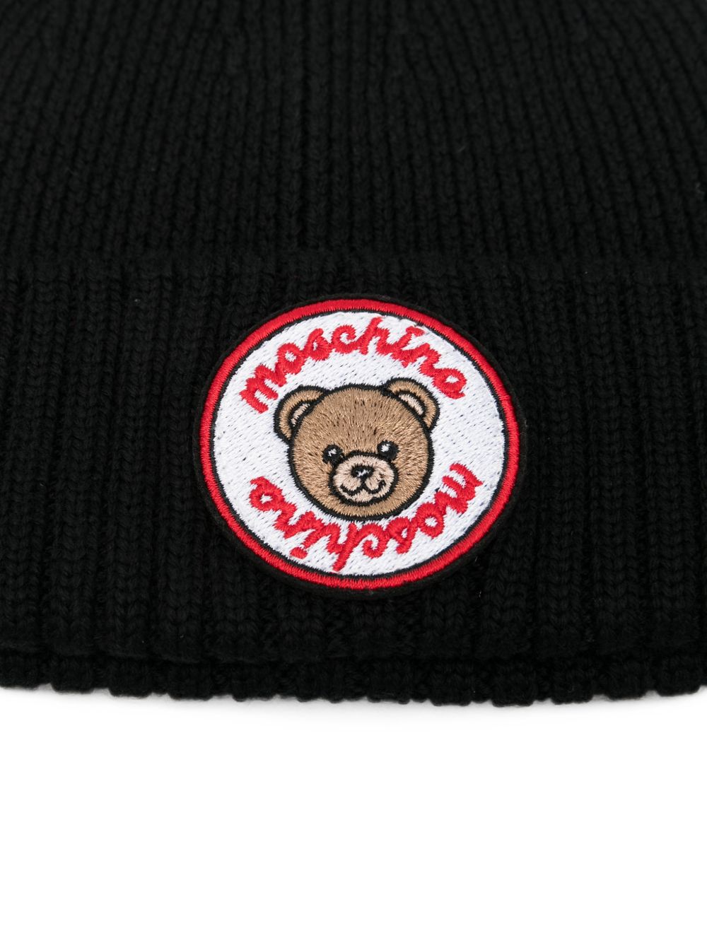 Berretto per bambini Moschino Kids nero con ricamo Teddy Bear HUX02RLHE87 60100 MOSCHINO KIDS
