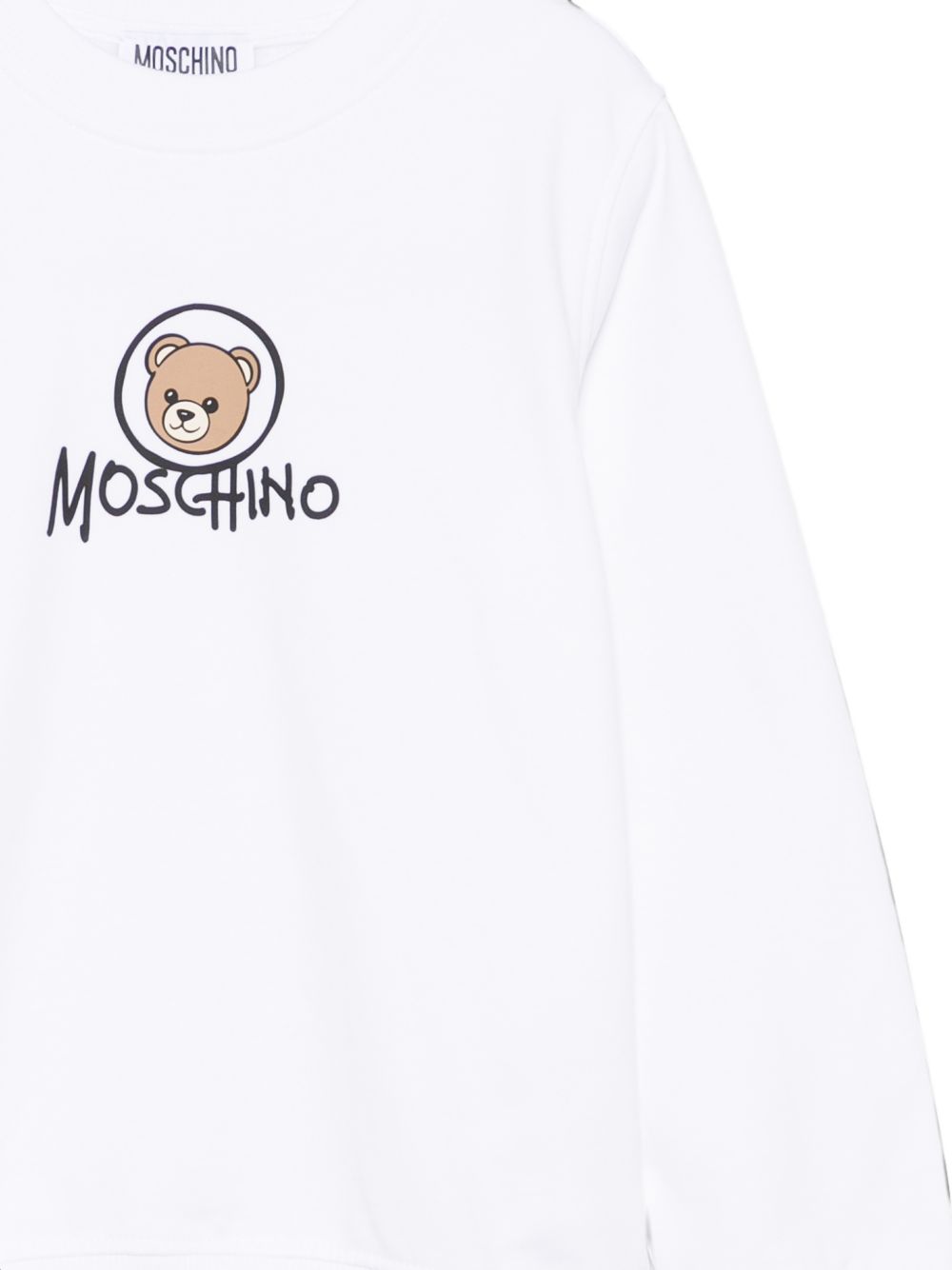 Felpa per bambino Moschino Kids bianco con stampa orsetto sul davanti HXF08VLCA83 10101 MOSCHINO KIDS
